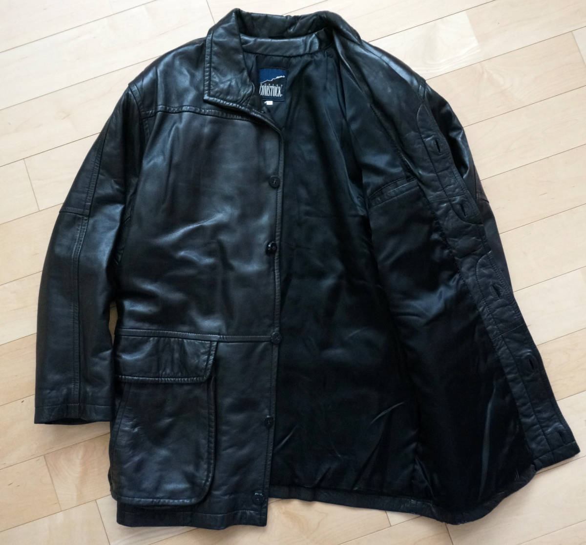 極上！定価14万円 ロバートコムストック ROBERT COMSTOCK 羊革 高性能”Thinsulate”中綿入り 肉厚シープレザーコート 黒/L程度