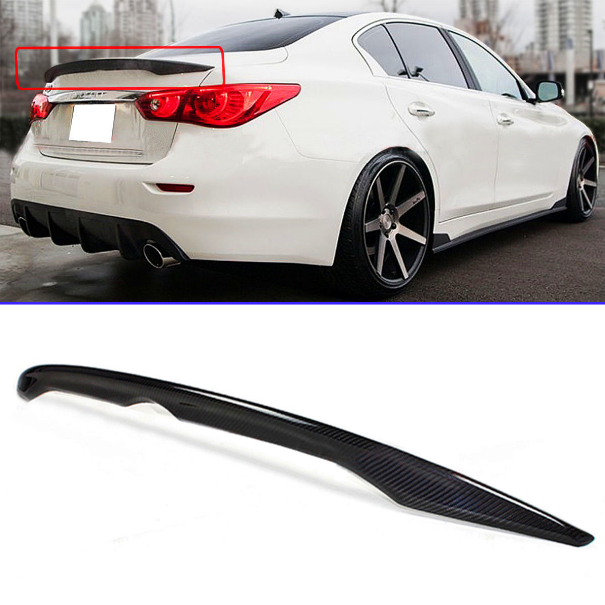 日産 スカイライン Q50 Q50S V37 カーボン デッキスポイラー トランク 