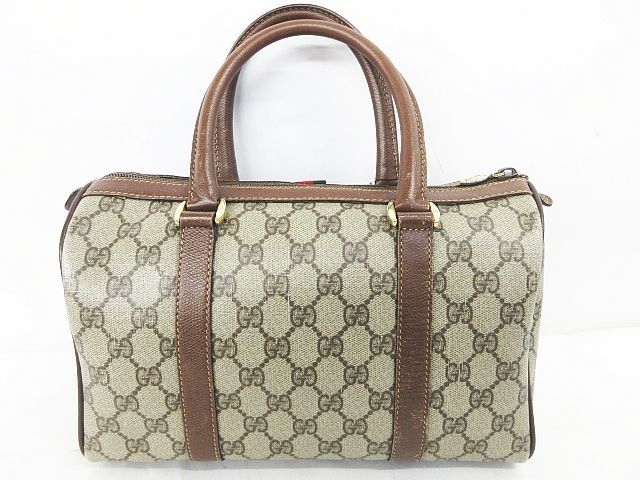 【美品】GUCCI グッチ シェリーライン ミニボストン ショルダー バッグ GUCCI グッチ オールドグッチ GG柄 ミニボストン シェリーライン