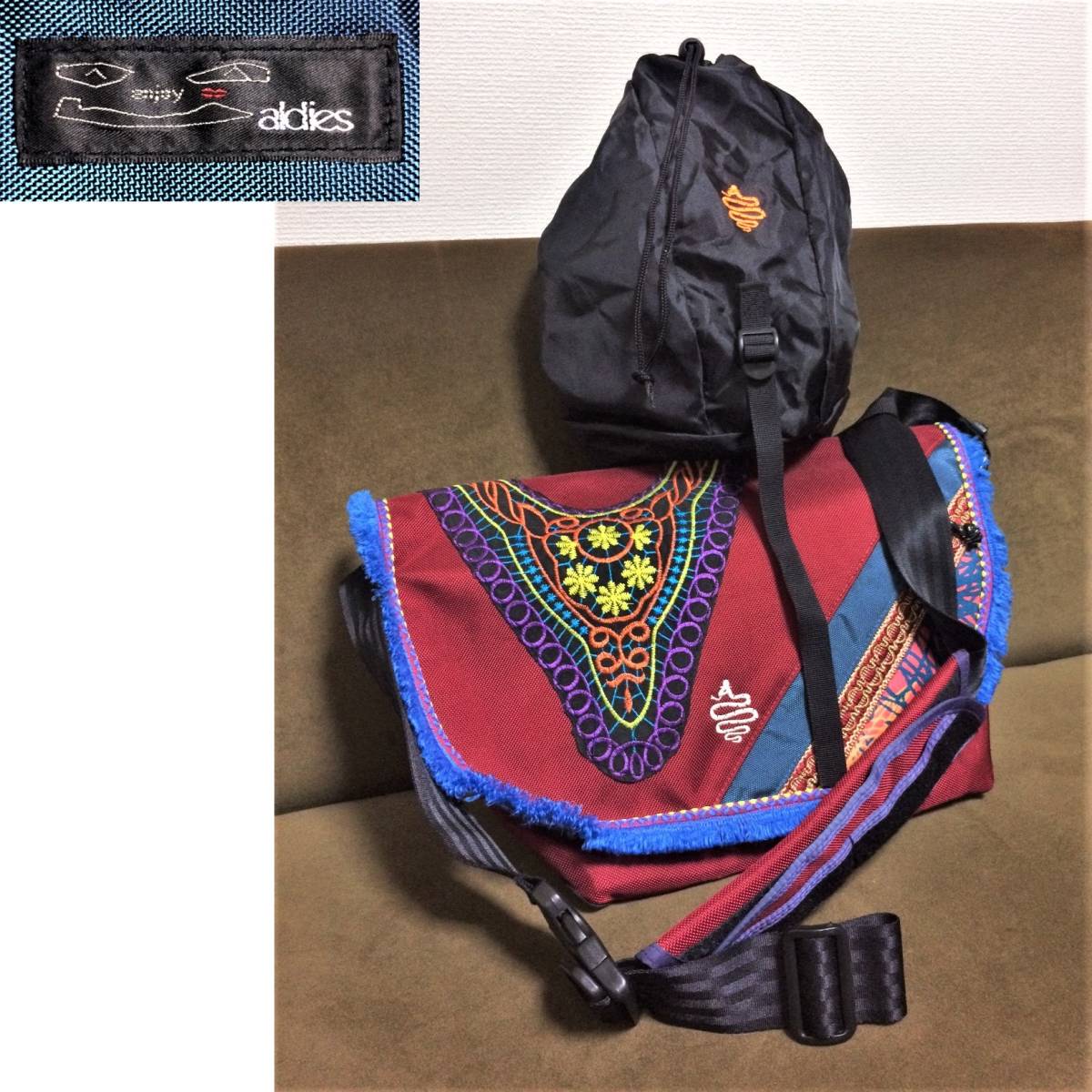  アールディーズ aldies 刺繍&チロリアンテープ&フリンジ リフレクターライン入り メッセンジャーバッグ BIGチョークバッグ付き(メッセンジャーバッグ)｜売買されたオークション情報、ya メッセンジャーバッグ
