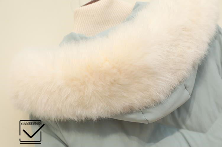 S＇☆秋冬新品☆ 70%ホワイトダックダウン 本物キツネファー襟　ラッパ袖 中長セクション ダウンコート S～Lサイズ選択可能 Q114