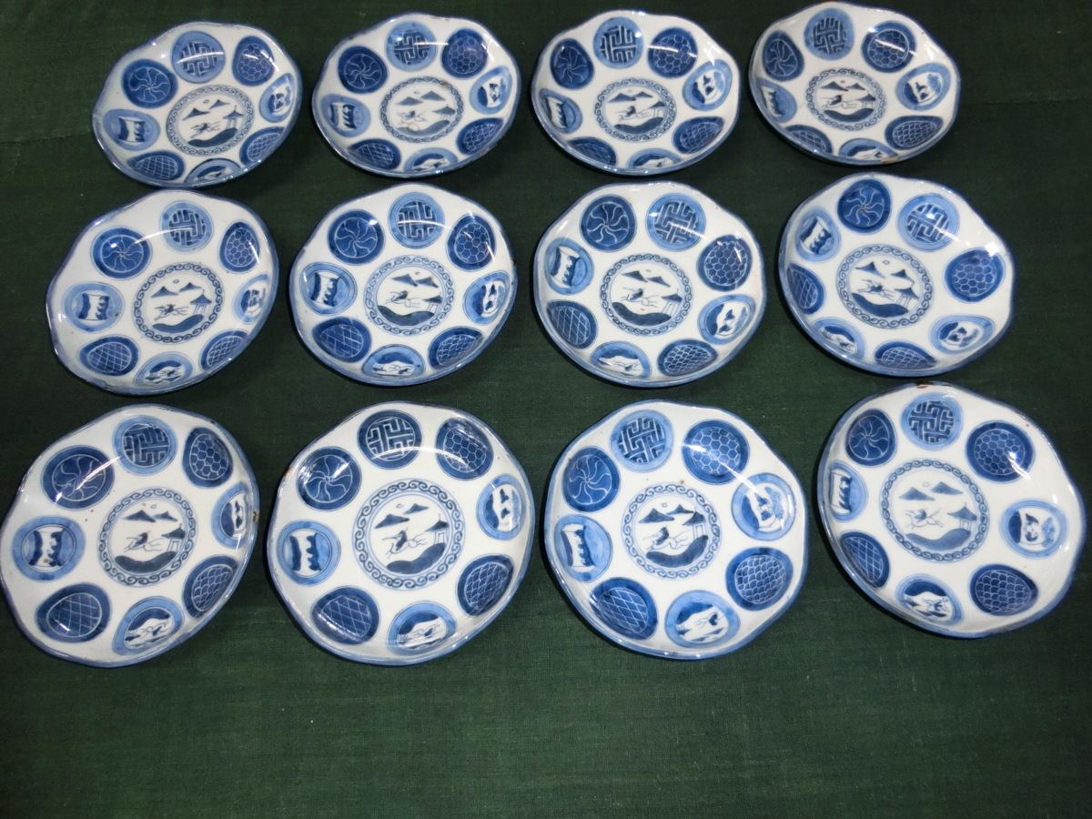 染付 古伊万里 小皿 小皿豆皿 9枚 一揃え江戸中期～後期 ｜