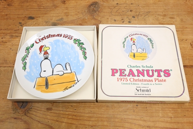 クリスマスプレート Schmid Snoopy Peanuts Christmas Plate 70年代 お