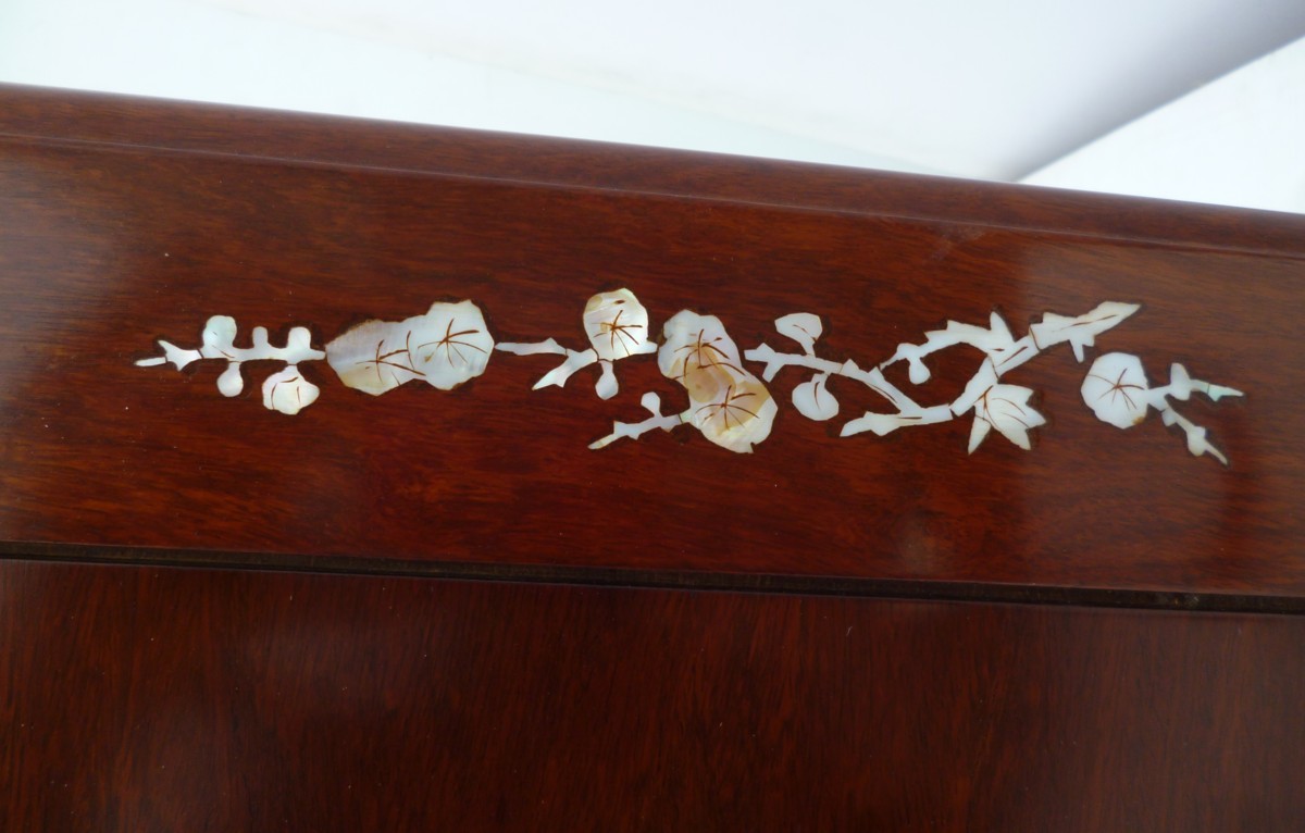☆ 花台 唐木 螺鈿細工 幅77x奥行52x高さ23cm 大ぶりの花台 美品