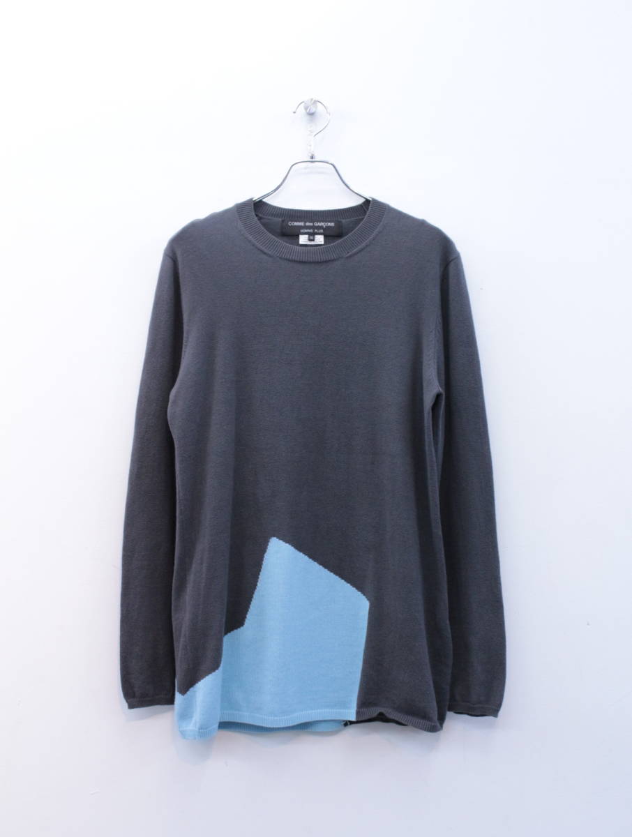 新作登場，限定セール COMME des GARCONS HOMME PLUS コムデギャルソンオムプリュス 切り替えデザインニット size M グレー &times; ブルー ギャルソン ニット(セーター)｜売買されたオークション情報、yahooの商品情報をアー 男性用