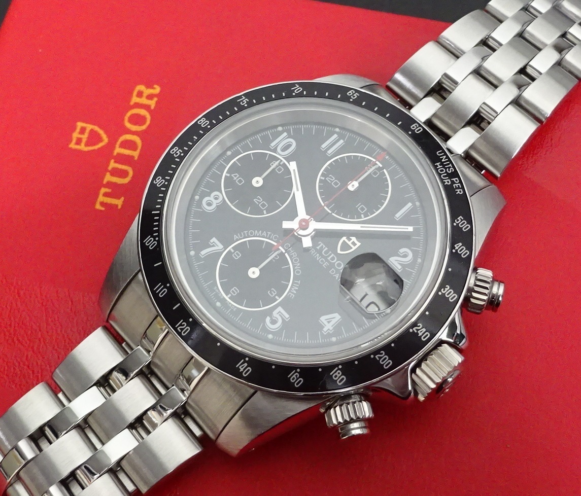 2018年12月OH仕上済 TUDOR チュードル チューダー クロノタイム 79260 H番 自動巻 タイガーなし 黒文字盤 クロノグラフ 純正内外箱 本物_1