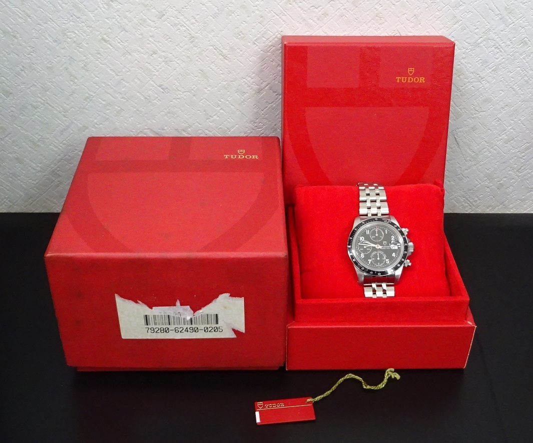 2018年12月OH仕上済 TUDOR チュードル チューダー クロノタイム 79260 H番 自動巻 タイガーなし 黒文字盤 クロノグラフ 純正内外箱 本物_2