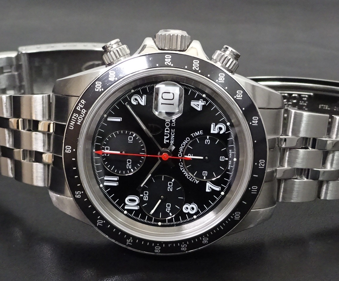 2018年12月OH仕上済 TUDOR チュードル チューダー クロノタイム 79260 H番 自動巻 タイガーなし 黒文字盤 クロノグラフ 純正内外箱 本物_3