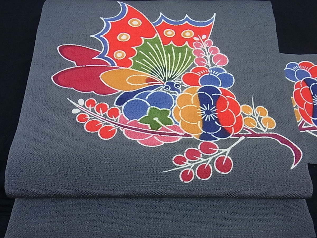 栗山吉三郎 和染紅型 栗山工房 特選和染紅型縮緬九寸名古屋 特選和染 