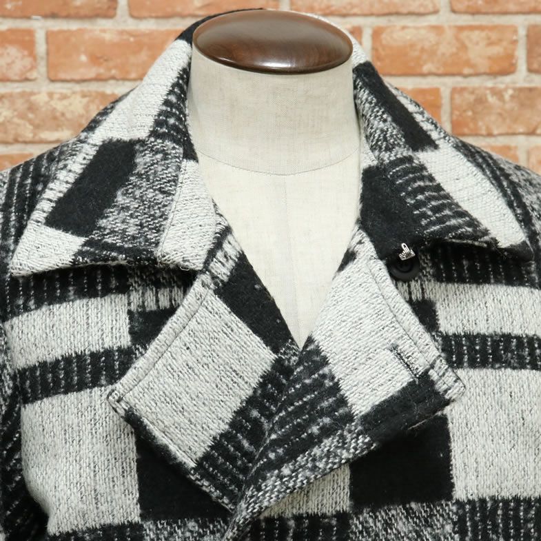 1円/秋冬/PAGELO/Mサイズ/ダウンピーコート ニット ツイード 幾何学 ちょいわる やんちゃ 新品/グレー/a1068/