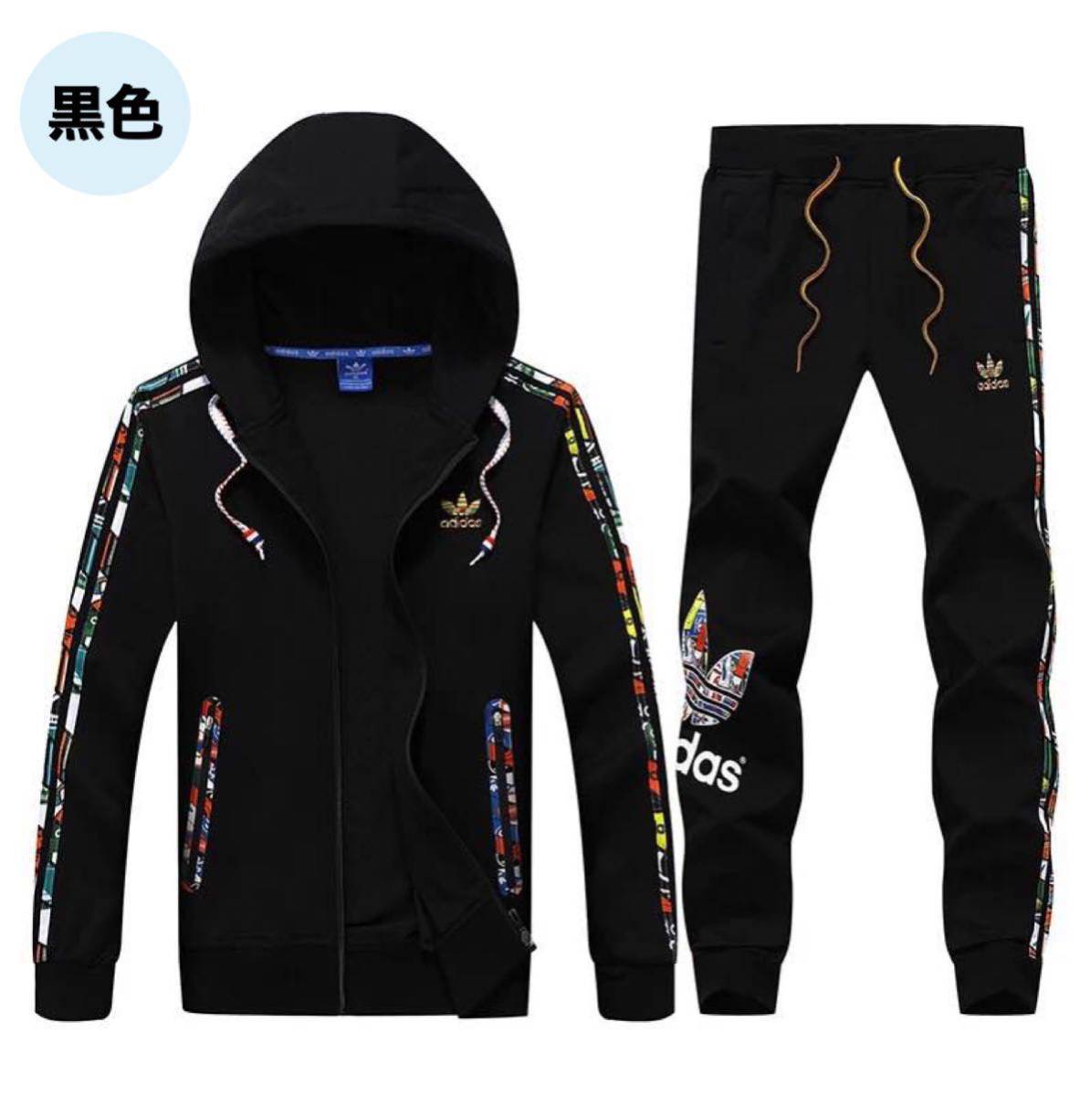 驚きの破格値，大得価 お洒落 adidas original セットアップ ジップアップ スウェット パーカー 上下セット ユニセックス 黒／XL(アディダス)｜売買されたオークション情報、yahooの商品情報をアーカイブ公開 - オーク スウェット