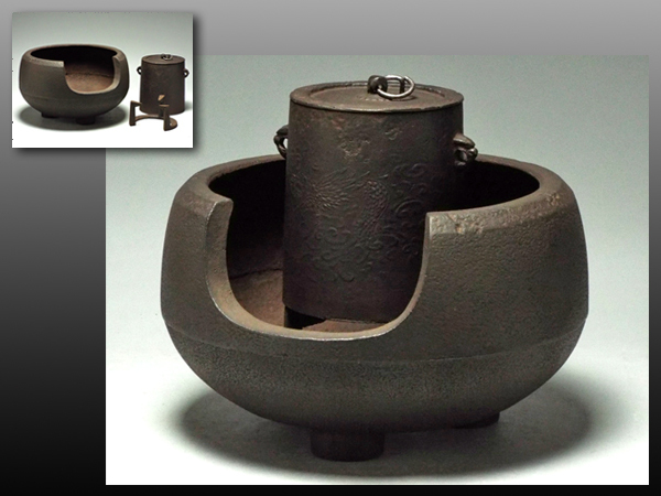 正規品，大人気】 【静岡】512S 鉄製 風炉 茶釜 龍雲の図 茶道具 約9.5kg