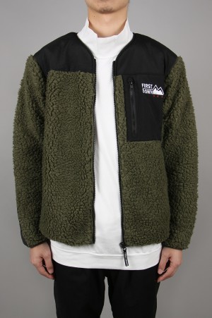 定価13200円 ★ FIRST DOWN Tumbling Boa Nocolor Boa Blouson ノーカラー フリース ジャケット ファーストダウン ★ L カーキ