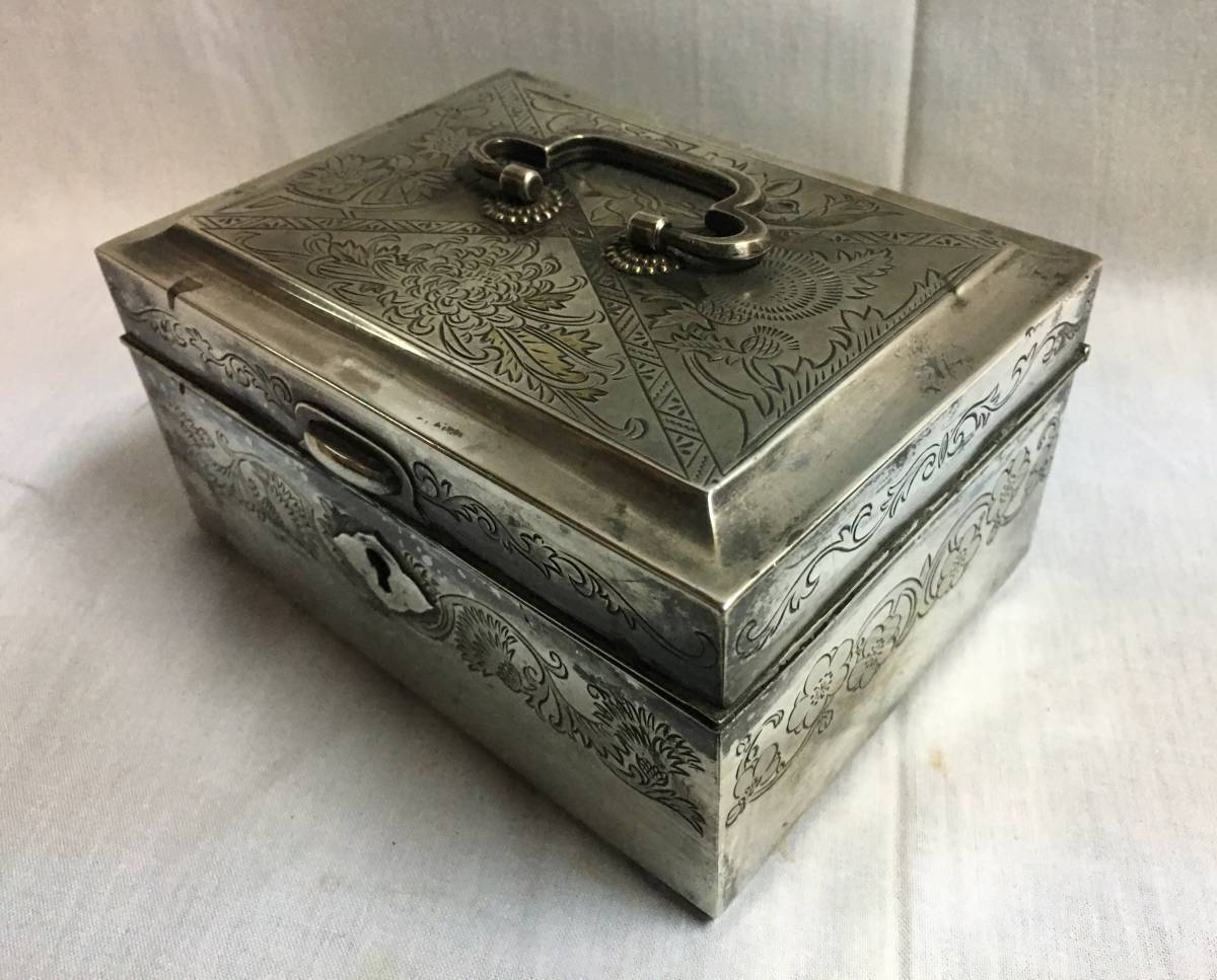 騰】時代.純銀 小箱◇サイズ：約6.2×4.5×2cm/重さ約67.1g◇ 重箱 （公