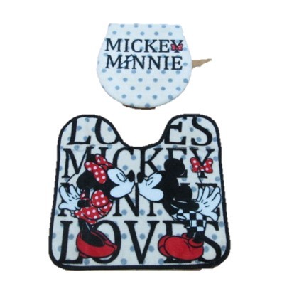 新品　ミッキー＆ミニー　トイレ2点セット　　足元マット&便座カバー　　ザキッス_1