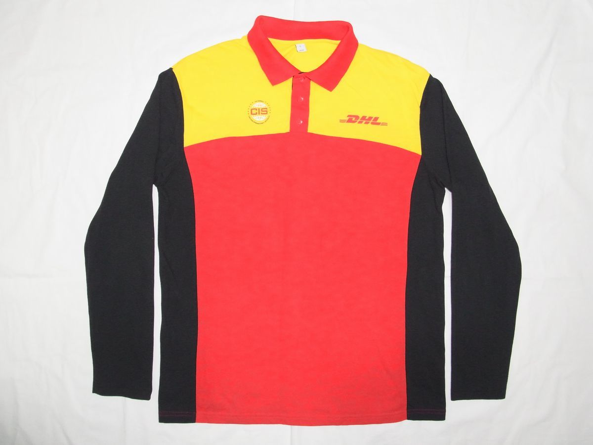 DHL ディーエイチエル オフィシャル ユニフォーム 長袖 ポロシャツ sizeL USA古着 制服 FedEx USPS UPS 非売品 ...