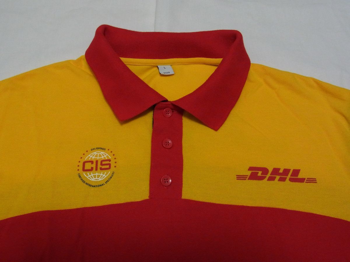 DHL ディーエイチエル オフィシャル ユニフォーム 長袖 ポロシャツ sizeL USA古着 制服 FedEx USPS UPS 非売品 ...