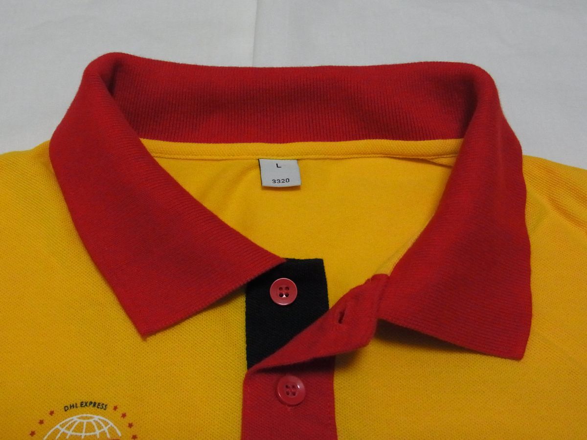DHL ディーエイチエル オフィシャル ユニフォーム 長袖 ポロシャツ sizeL USA古着 制服 FedEx USPS UPS 非売品 ...