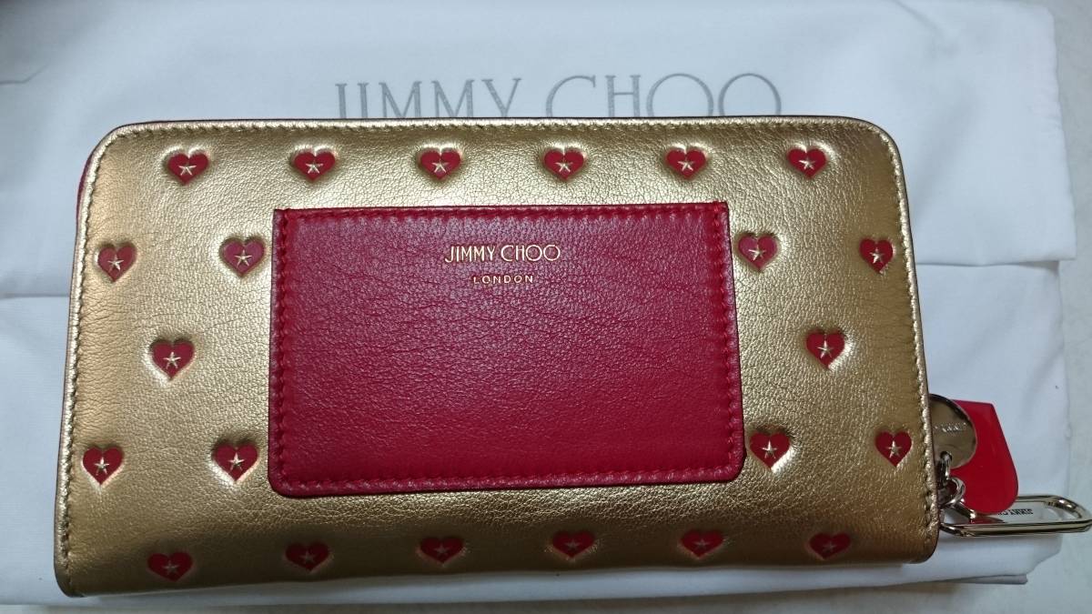 JIMMY CHOO 長財布 レッド ジミーチュウ - CHOOMADELINE ゴールド金具 