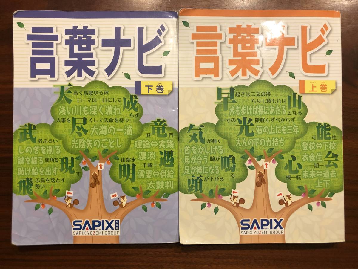 サピックス　言葉ナビ 上巻・下巻 セット　SAPIX　書き込み無し サピックス 言葉ナビ 上巻/下巻 2016年/2017年 書き込みなし