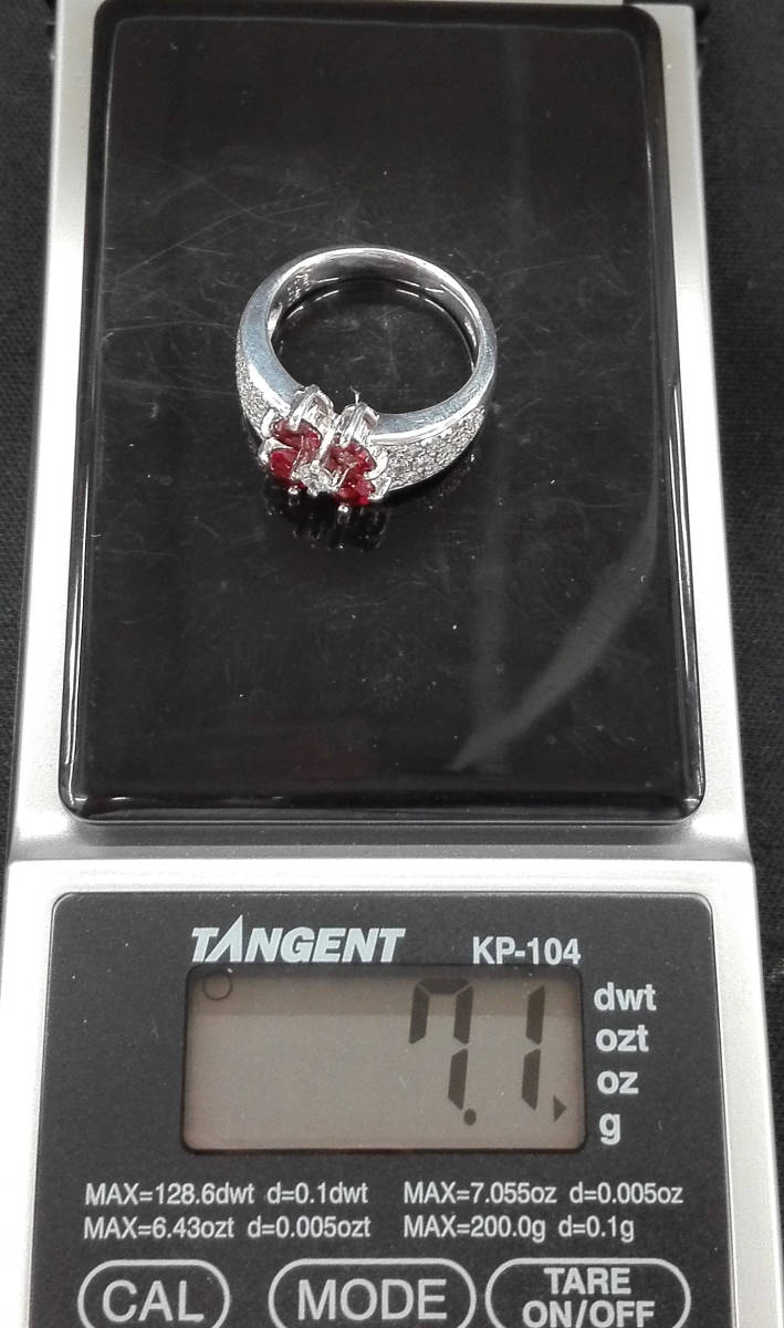 K18WG ホワイトゴールド ダイヤモンド リング 指輪 約7.1g 約11.5号 