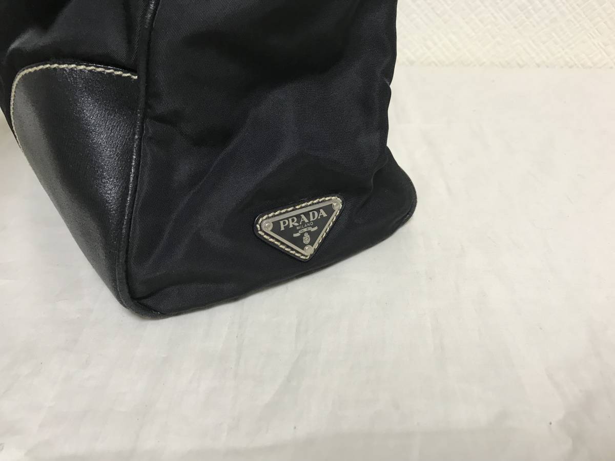本物プラダPRADA本革レザーナイロンデカビッグトートハンドバッグ 