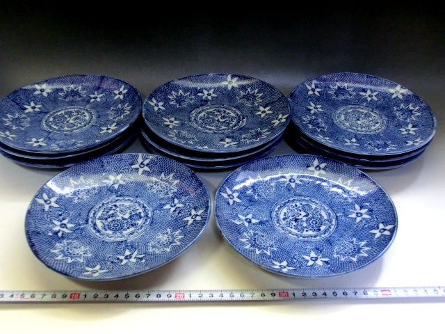 2026年最新Yahoo!オークション 古伊万里染付微塵唐草文印判手皿5枚