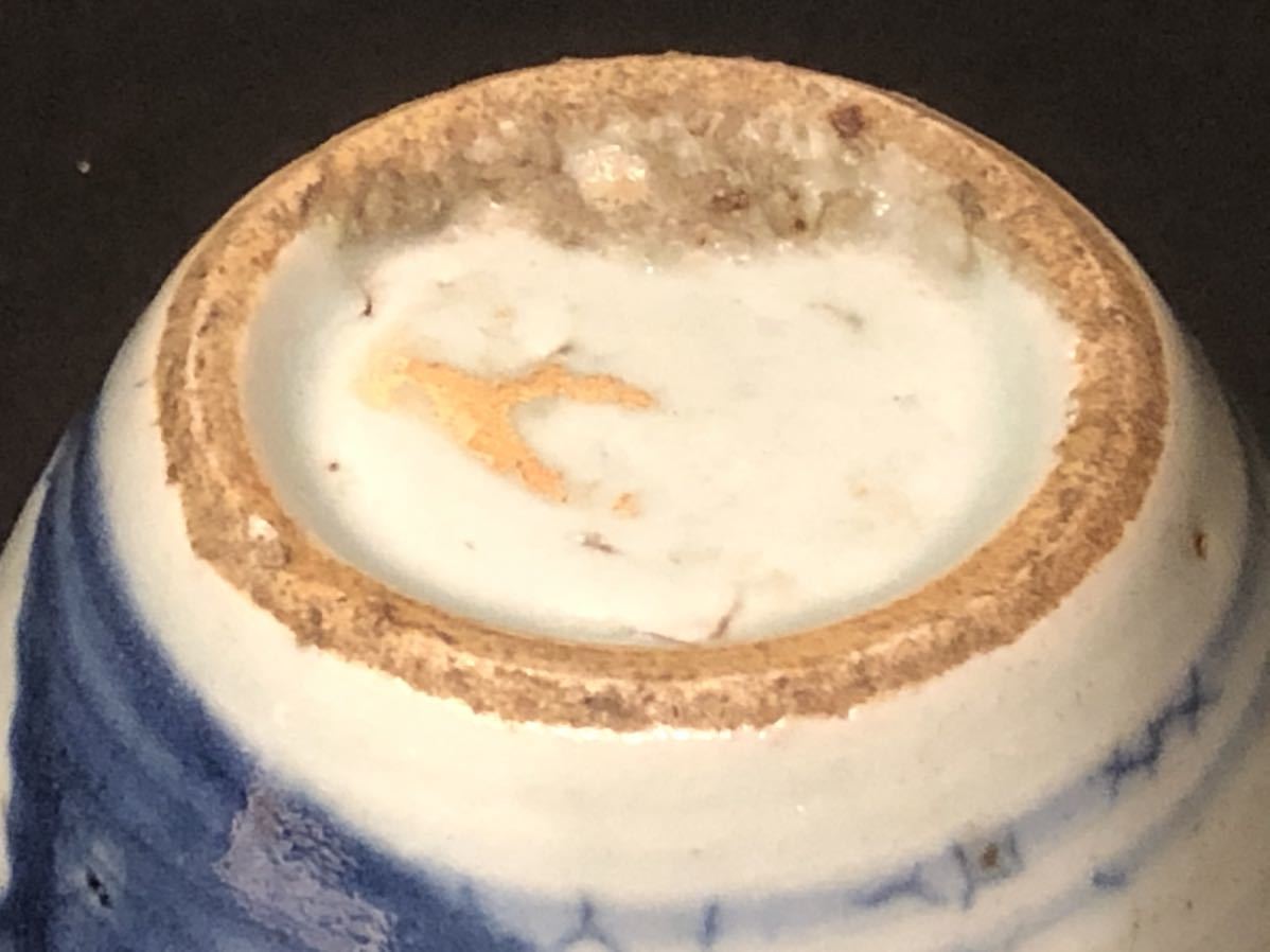 中国美術 京都の 明(YC233) 碗 香炉 古染付 山水舟紋 OUT SOLD