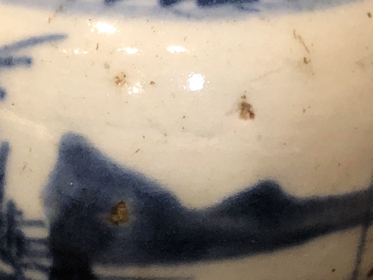 中国美術 京都の 明(YC233) 碗 香炉 古染付 山水舟紋 OUT SOLD