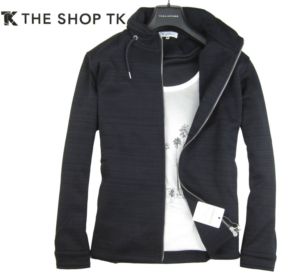 51085(M) 新品▼タケオキクチ　THE SHOP TK　Ｗフェイス　スタンドカラージップブルゾン　カットアウター　紺