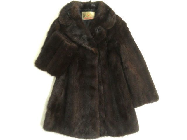 美品▽MITSUKOSHI MINK 三越 ミンク 本毛皮コート ダークブラウン 毛質艶や