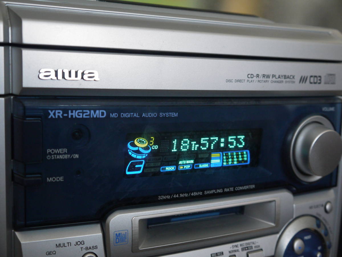 aiwa T-BASS XR-HG2MD MD/CDステレオシステム リモコン付き