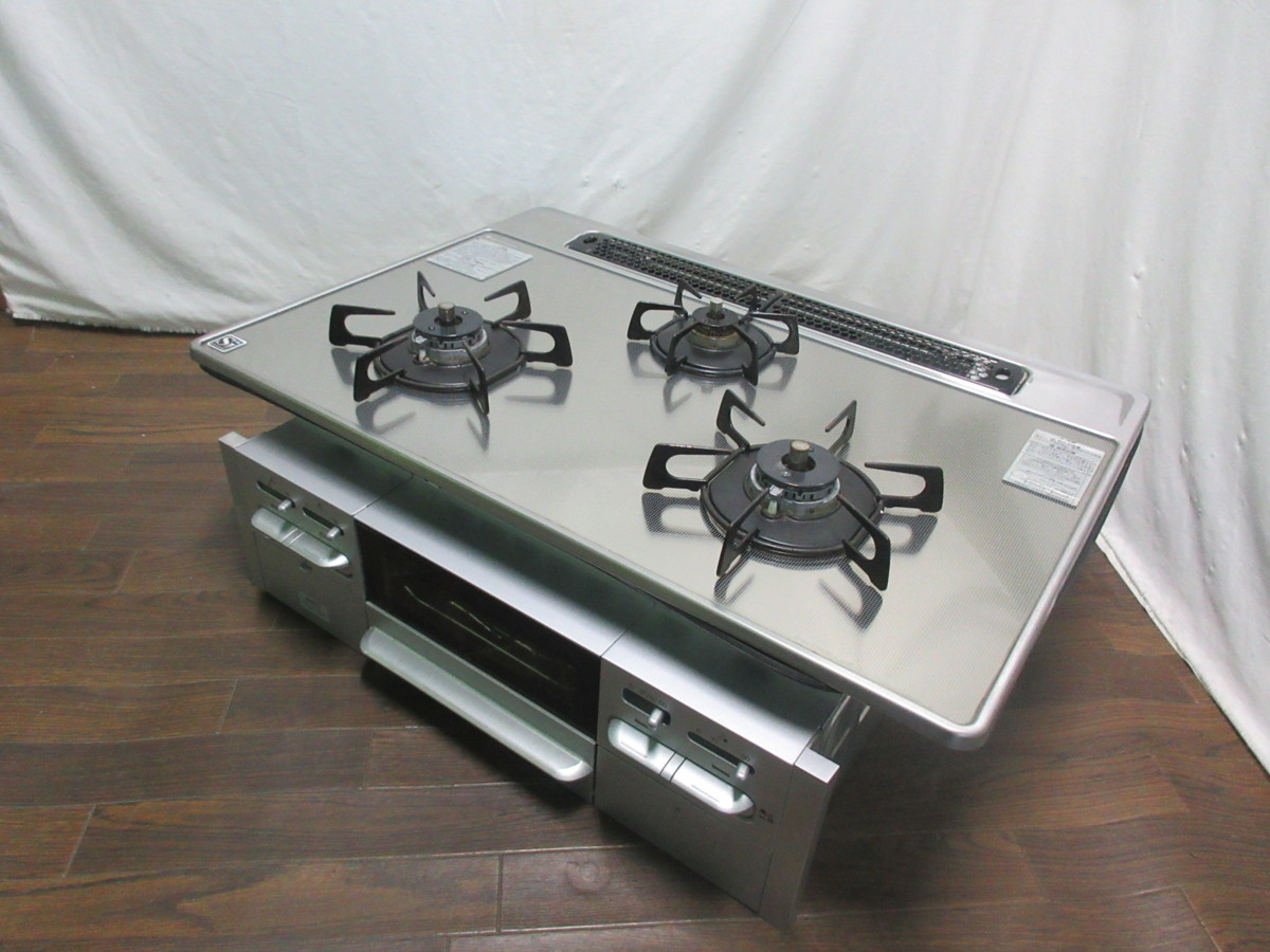 2548 中古激安！ノーリツ ファミ 都市ガスビルトインコンロ ガラス 