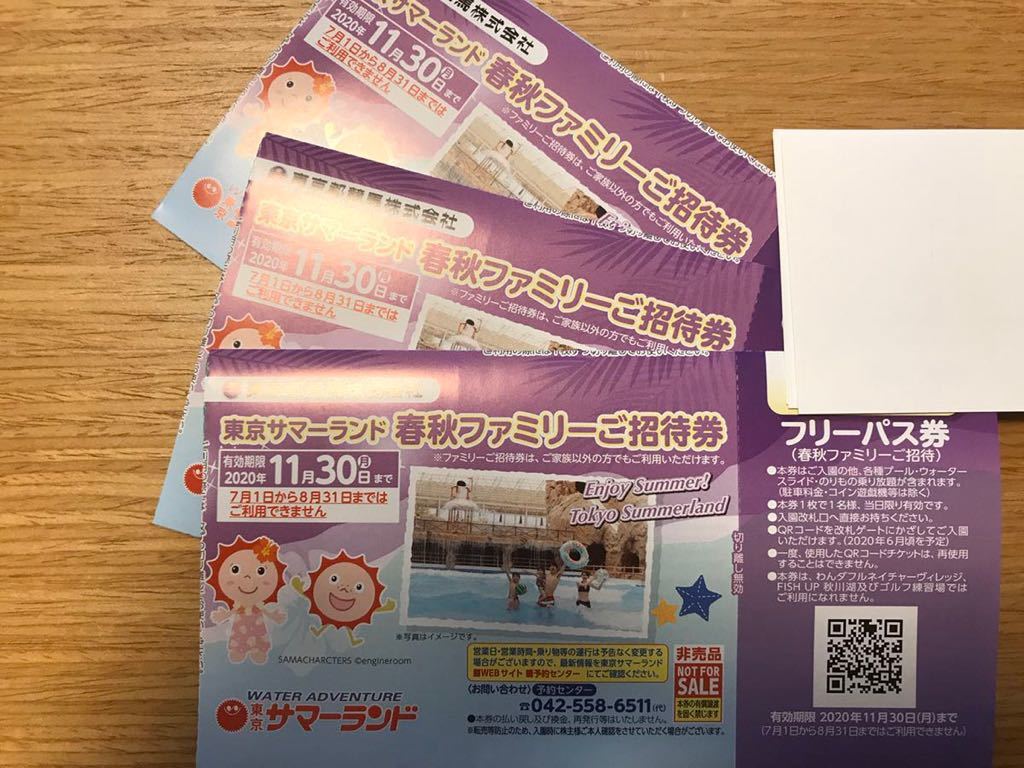 東京サマーランド 招待券×3セット 東京都競馬優待 東京都競馬 東京サマーランド 招待券×3セット 東京都競馬優待 東京都競馬