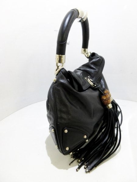 グッチ GUCCI ハンドバッグ 185566 - レザー 黒 タッセル/スタッズ 美品 バッグ レザー 0 GUCCI(グッチ) ベージュ×ブラウン 黒 2WAY