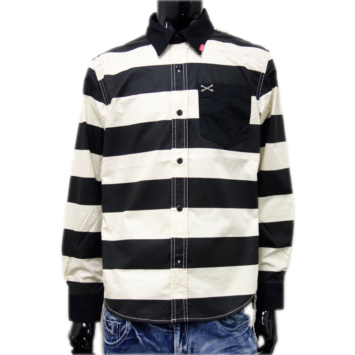 USED★Lサイズ★ VANSON 囚人ボーダー ダックワーク シャツJK VANSON バンソン 囚人ボーダー 公式通販 VANSON(バンソン) ⁄ 囚人