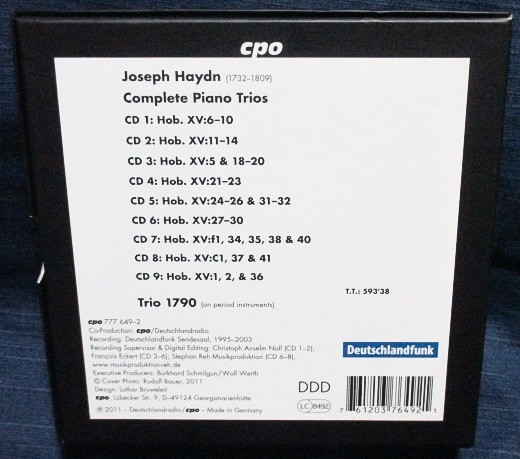 トリオ1790★ハイドン／ピアノ三重奏曲全集(36曲)【9CD】