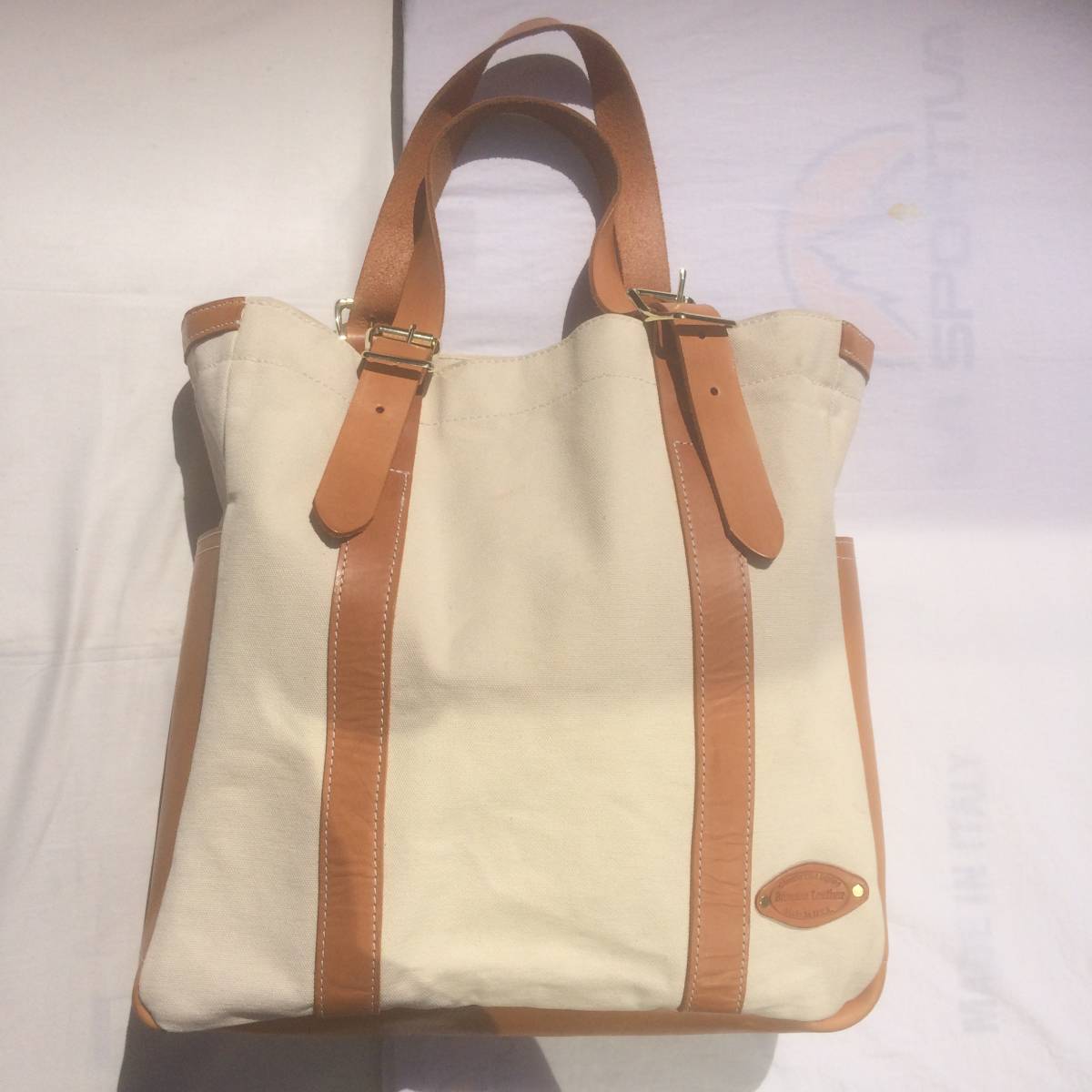 BRONSON LEATHER CANVAS TOTE BAG ブロンソン レザー キャンバス 