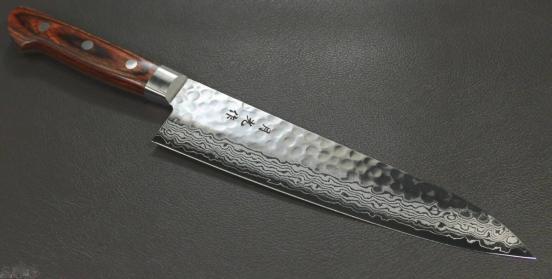  月光作 V金10号 槌目 ダマスカス 牛刀 包丁 210㎜ #1704 日本製(牛刀)｜売買されたオークション情報、yahooの商品情報をアーカイブ公開 - オークファン 包丁