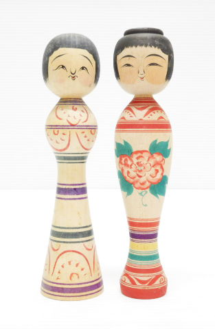 248) 現状品 奥瀬鉄則 笹森淳一 伝統こけし 津軽系 全長約18㎝程度 2体