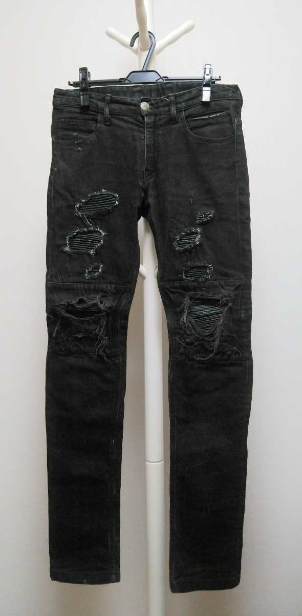 14th addiction 16AW レザー パッチ バイカー デニム サイズ2 定価  