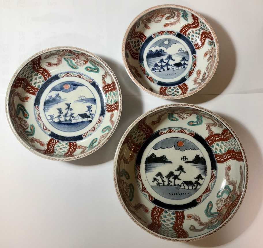 超激得，限定SALE K39/ 赤絵色絵 松風景鳳凰図 三ツ鉢明治期 24cm大鉢 金継ぎ中鉢(色絵磁器)｜売買されたオークション情報、yahooの商品情報をアーカイブ公開 - オークファン 陶磁一般