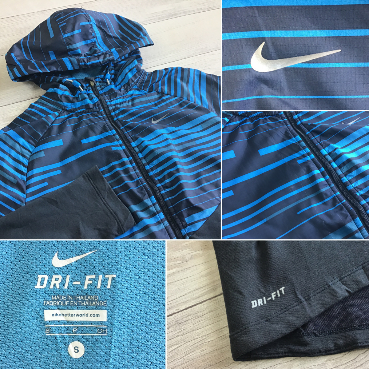  SC3-387 海外限定 NIKE ナイキ DRI-FIT フーディージャケット メンズ S ネイビー スポーツ ランニング ストリート 速乾(ウインドブレーカー)｜売買されたオークション情報、yahooの商品情報をアー ウインドブレーカー