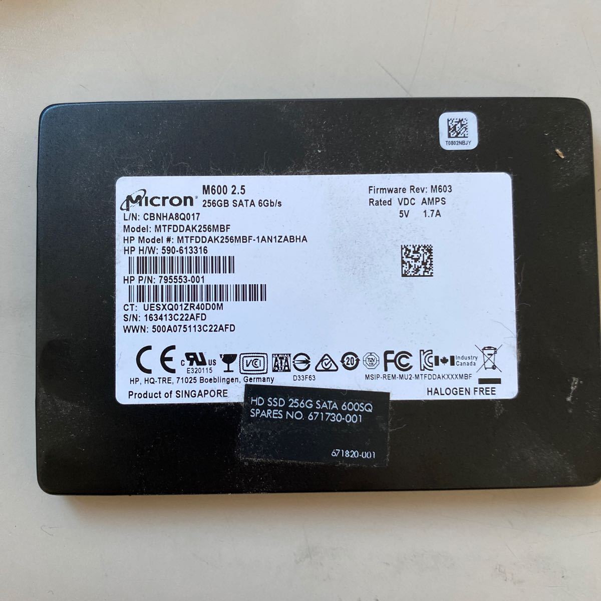 状態:正常】中古 ハードディスク 2.5インチSSD SATA Micron M600