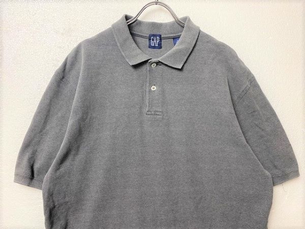 90's ギャップ GAP 半袖 鹿の子 コットン ポロシャツ (L) 灰 グレー オールド OLD 90年代 オールド