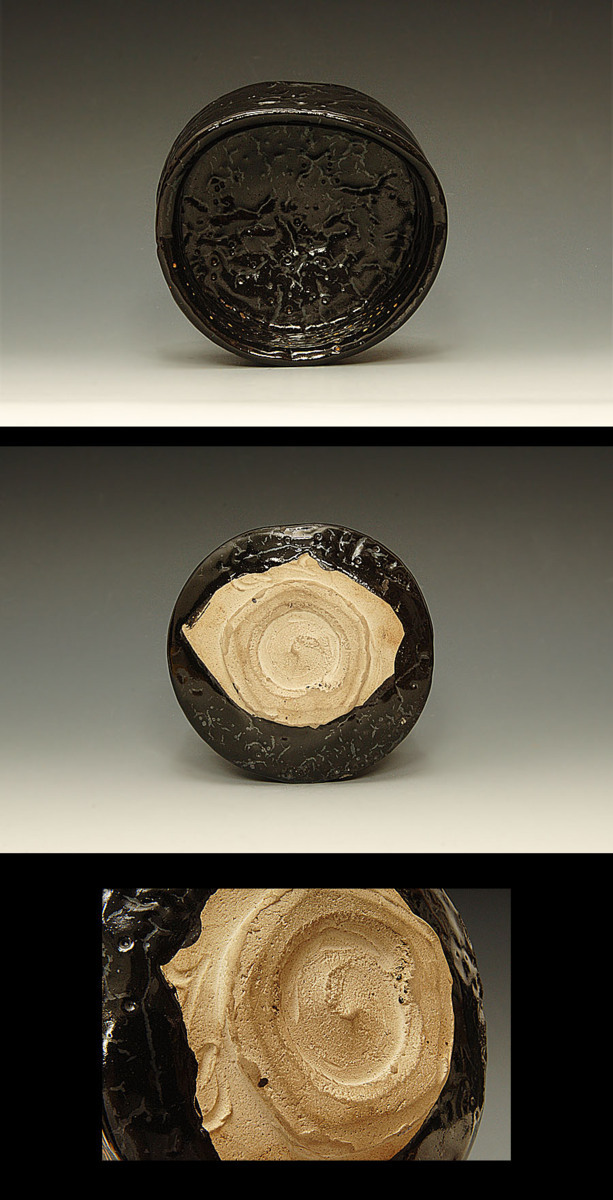 加藤春鼎 茶碗 瀬戸黒 引出黒 二代 共箱 （ ） 共布 茶道具 栞 本物