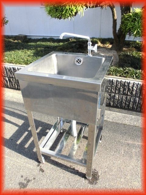 シンク 業務用1槽シンク 流し台 中古 ステンレス 450×450mm 蛇口付（1 