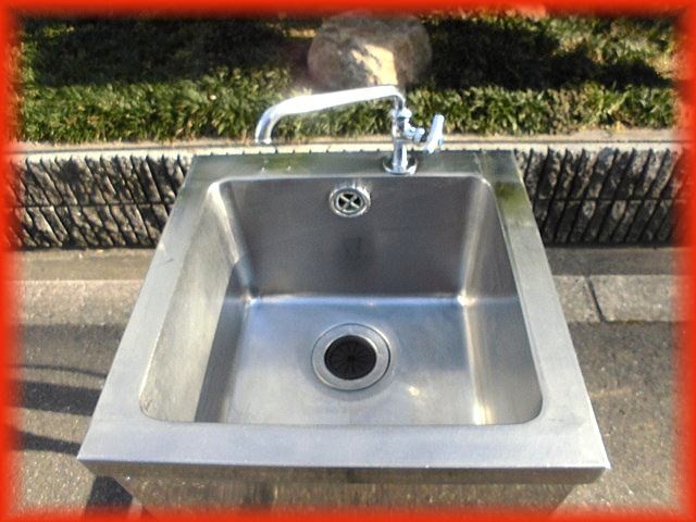 シンク 業務用1槽シンク 流し台 中古 ステンレス 450×450mm 蛇口付（1 