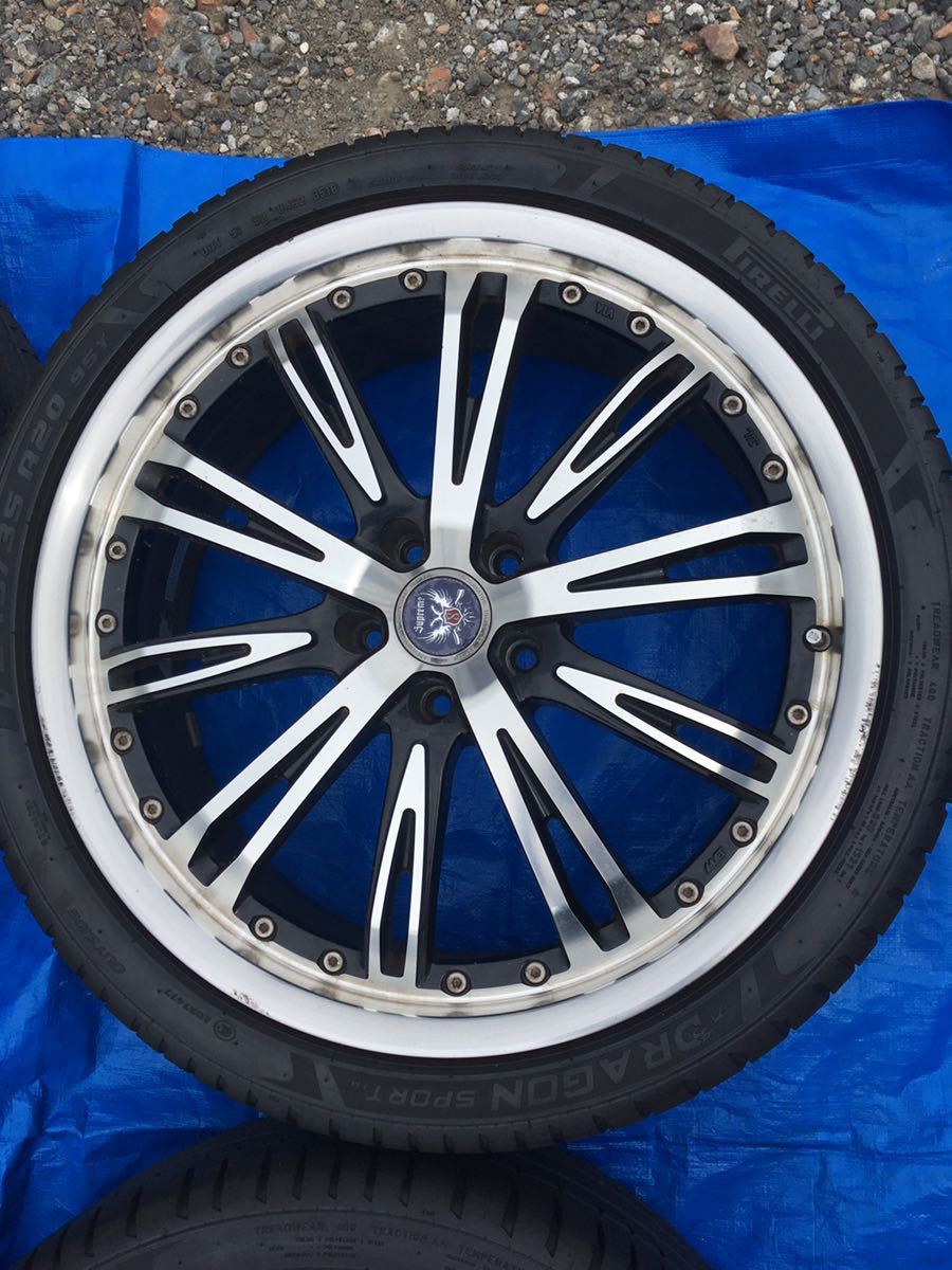 20インチホイールタイヤ4本セット中古PCD114.3 5穴オフセット38 9j8j 245/35R20 日本製　ENKEI ハブ約80