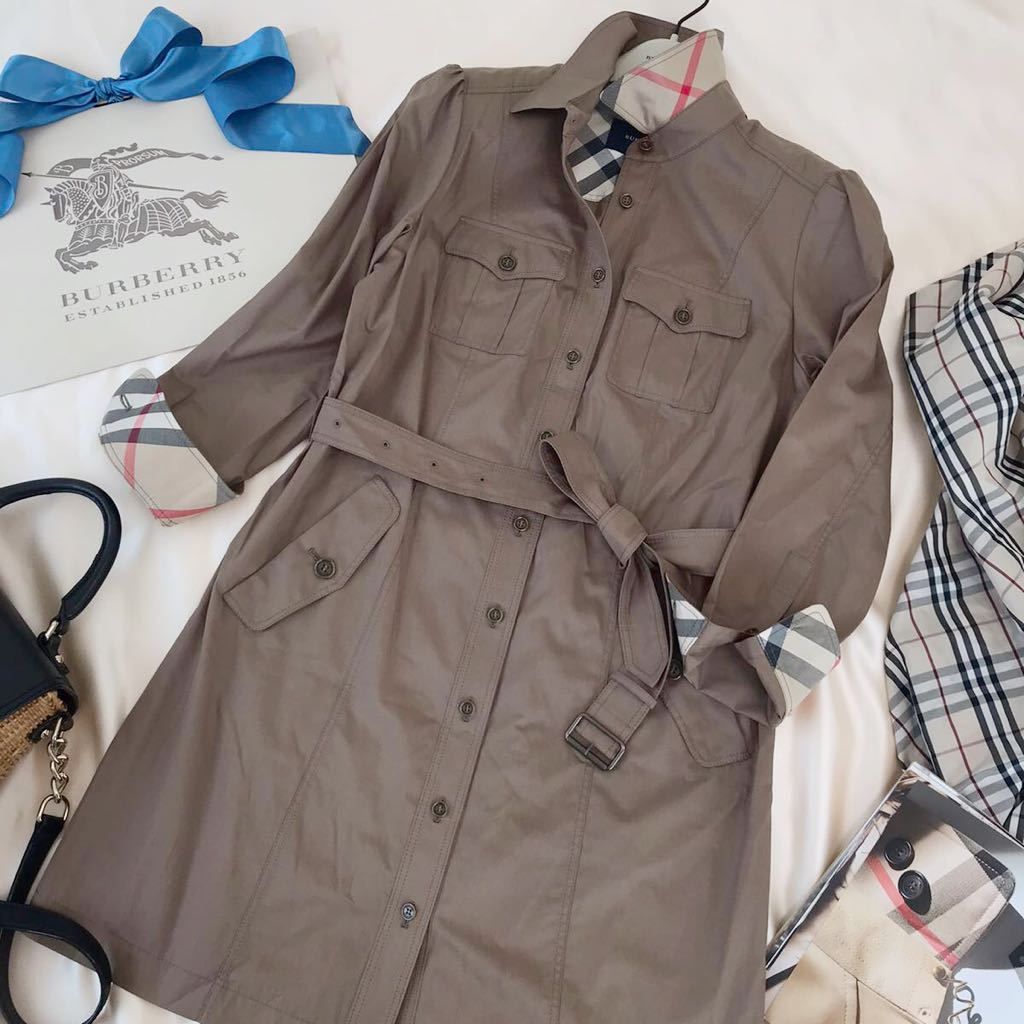 バーバリー 大きいサイズ 46 15号 Xl 3l ノバチェックコンビ ベルテッドシャツワンピース Burberry 春夏秋3シーズン 羽織りにも ワンピース ロング 売買されたオークション情報 Yahooの商品情報をアーカイブ公開 オークファン Aucfan Com